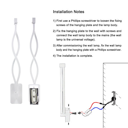 Twisty wall sconce installation guide and dimensions