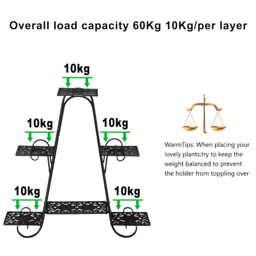 Lacquered Metal 6-Seat Plant Stand - Fine Home Accessories