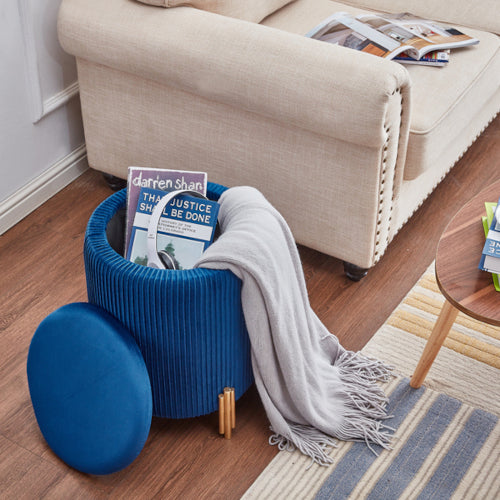 Gold Plated Velvet Ottoman - Fine Home Accessories