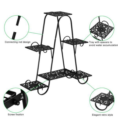 Lacquered Metal 6-Seat Plant Stand - Fine Home Accessories