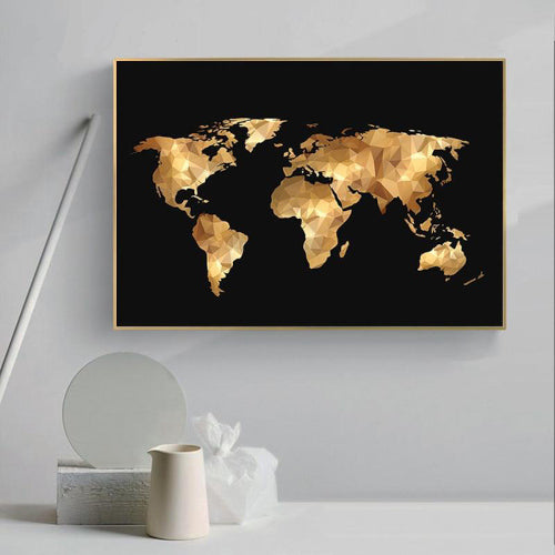 Golden World Map - Fine Home Accessories