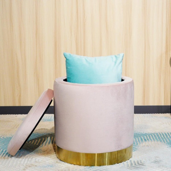 Pink Plush Velvet Ottoman - Fine Home Accessories