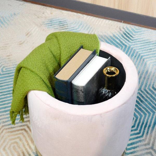 Pink Plush Velvet Ottoman - Fine Home Accessories