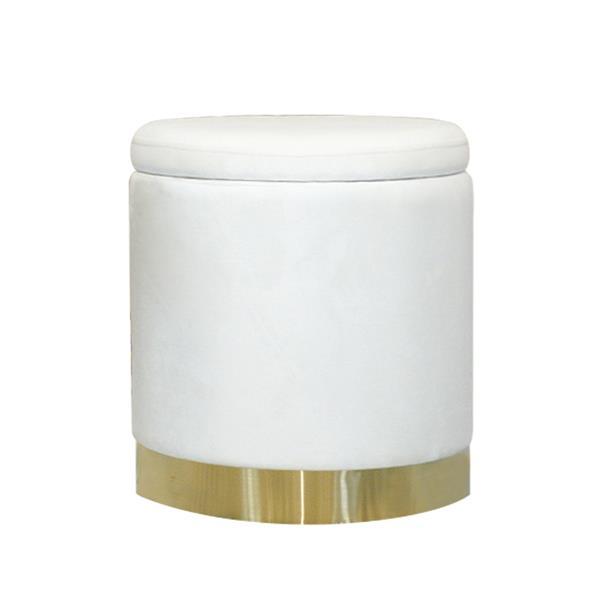 White Plush Velvet Ottoman - Fine Home Accessories