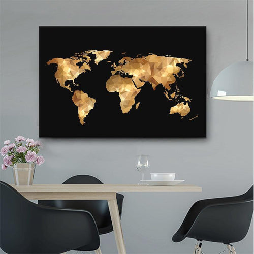 Golden World Map - Fine Home Accessories