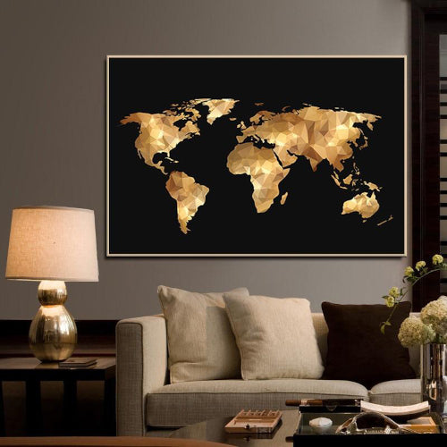 Golden World Map - Fine Home Accessories