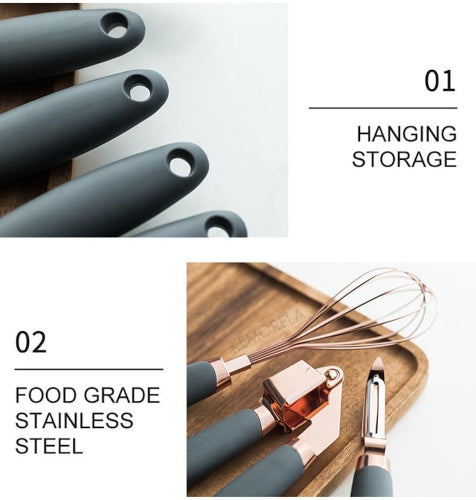 Rose Gold Kitchen Utensil Set (7 PCS) - Fine Home Accessories