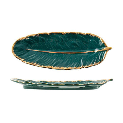 Gold Trimmed Ceramic Tray - Fine Home Accessories