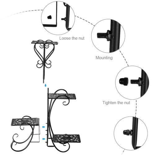 4-Tier Metal Patterned Plant Stand - Fine Home Accessories