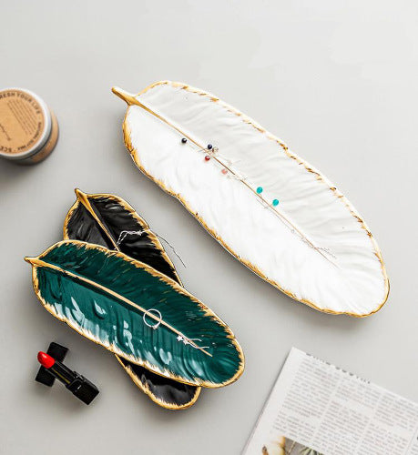 Gold Trimmed Ceramic Tray - Fine Home Accessories