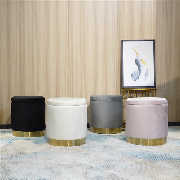 White Plush Velvet Ottoman - Fine Home Accessories