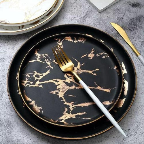 Deluxe Marbleized Dinnerware Set - 10" - Fine Home Accessories