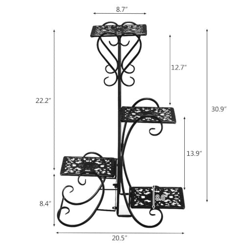 4-Tier Metal Patterned Plant Stand - Fine Home Accessories
