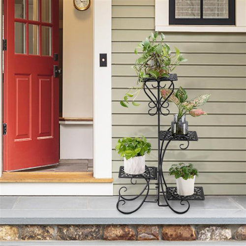 4-Tier Metal Patterned Plant Stand - Fine Home Accessories