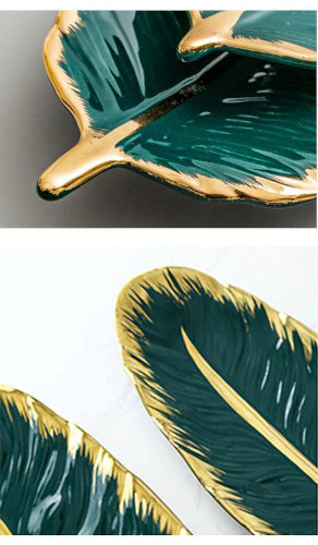 Gold Trimmed Ceramic Tray - Fine Home Accessories